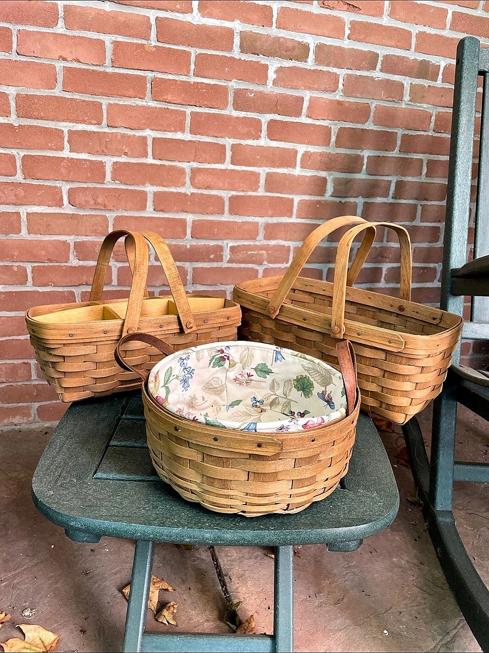 Longaberger basket set all 1980’s baskets. Darning, medium Chore, Large Chore